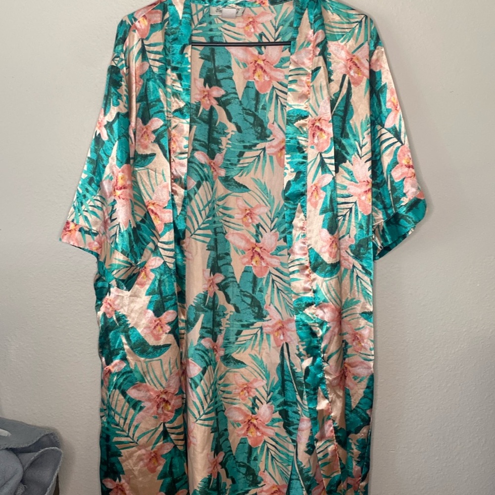 Pink and Green Floral Robe